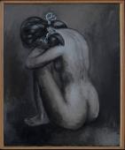 Crouching nude / Oil on canvas, 24″ x 20″ (c. 1960-65)