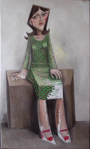 Girl in a green dress / Oil on canvas, 34″ x 20″ (2006)