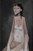 Girl in a white vest / Oil on canvas, 34″ x 22″ (c. 2004)