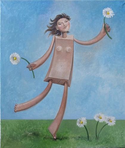 Girl picking daisies / Oil on canvas, 24″ x 20″ (c. 2003)