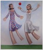 Girls playing ball / Oil on canvas, 40″ x 34″ (2005)