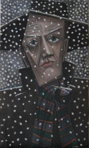 Man in a snow-storm / Oil on canvas, 20″ x 12″ (c. 2003)