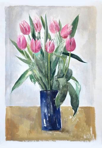 Pink tulips / Watercolour, 15" x 11" (2008)