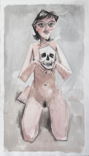 Study for `Girl with a skull’ / Watercolour on paper 