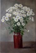 White chrysanthemums / Oil on canvas, 30″ x 20″ (1998)