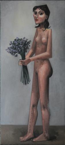 Woman with bluebells / Oil on canvas, 48″ x 22″ (2010)